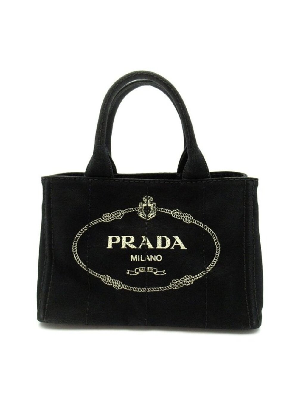 Prada Canapa Tote Bag TPM Canvas Black